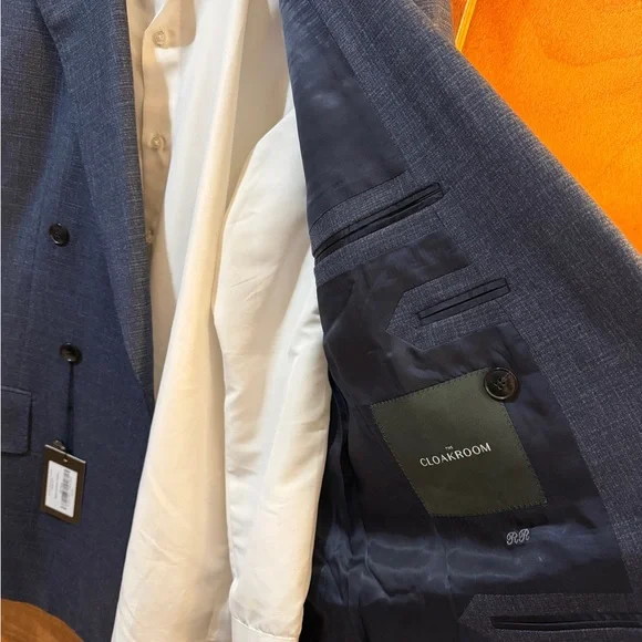 Cloakroom Wool Blue Double-Breasted Suit Jacket